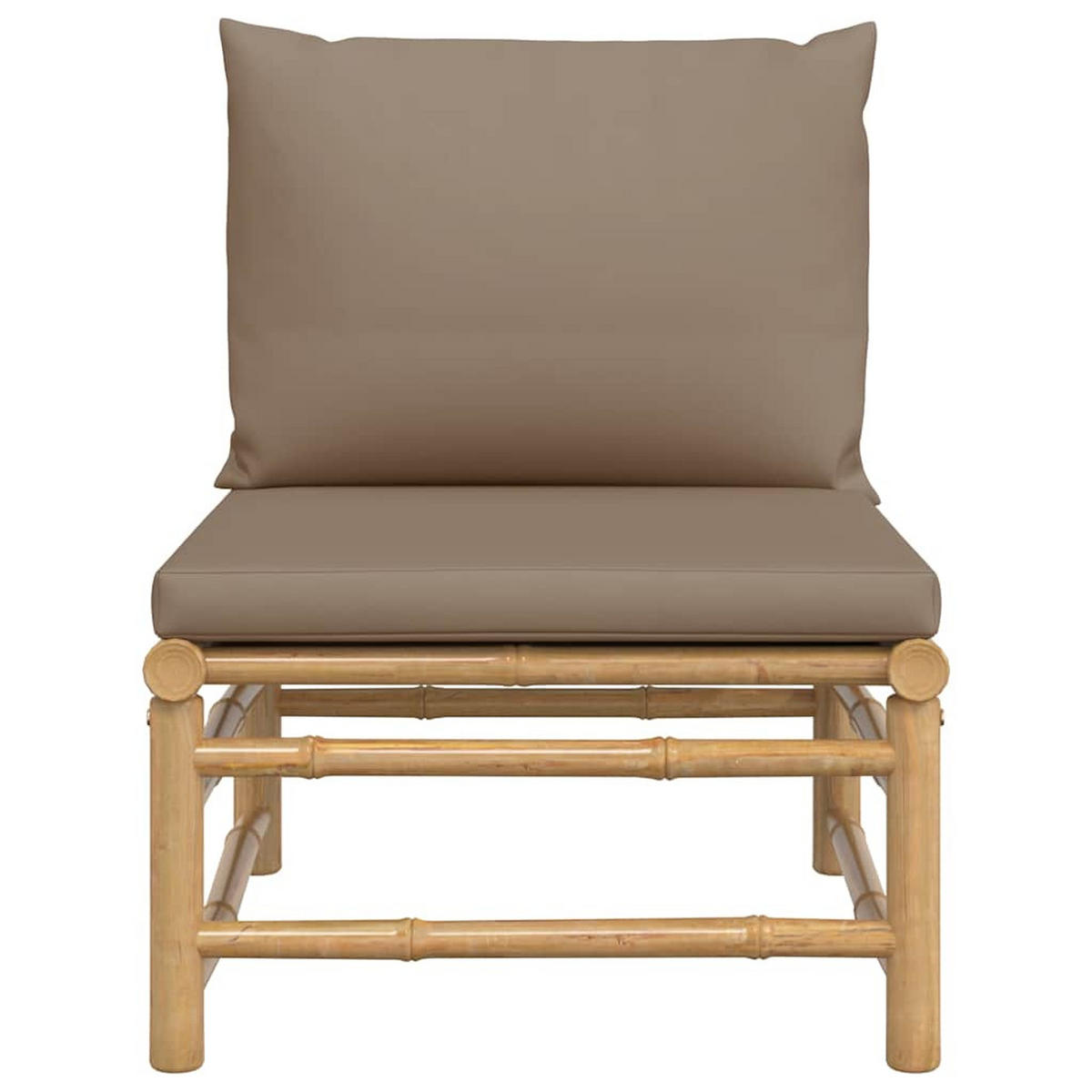 GARTEN-MITTELSOFA Mit Taupe Kissen Bambus - Taupe, Naturmaterialien (69/65/55cm) - vidaXL