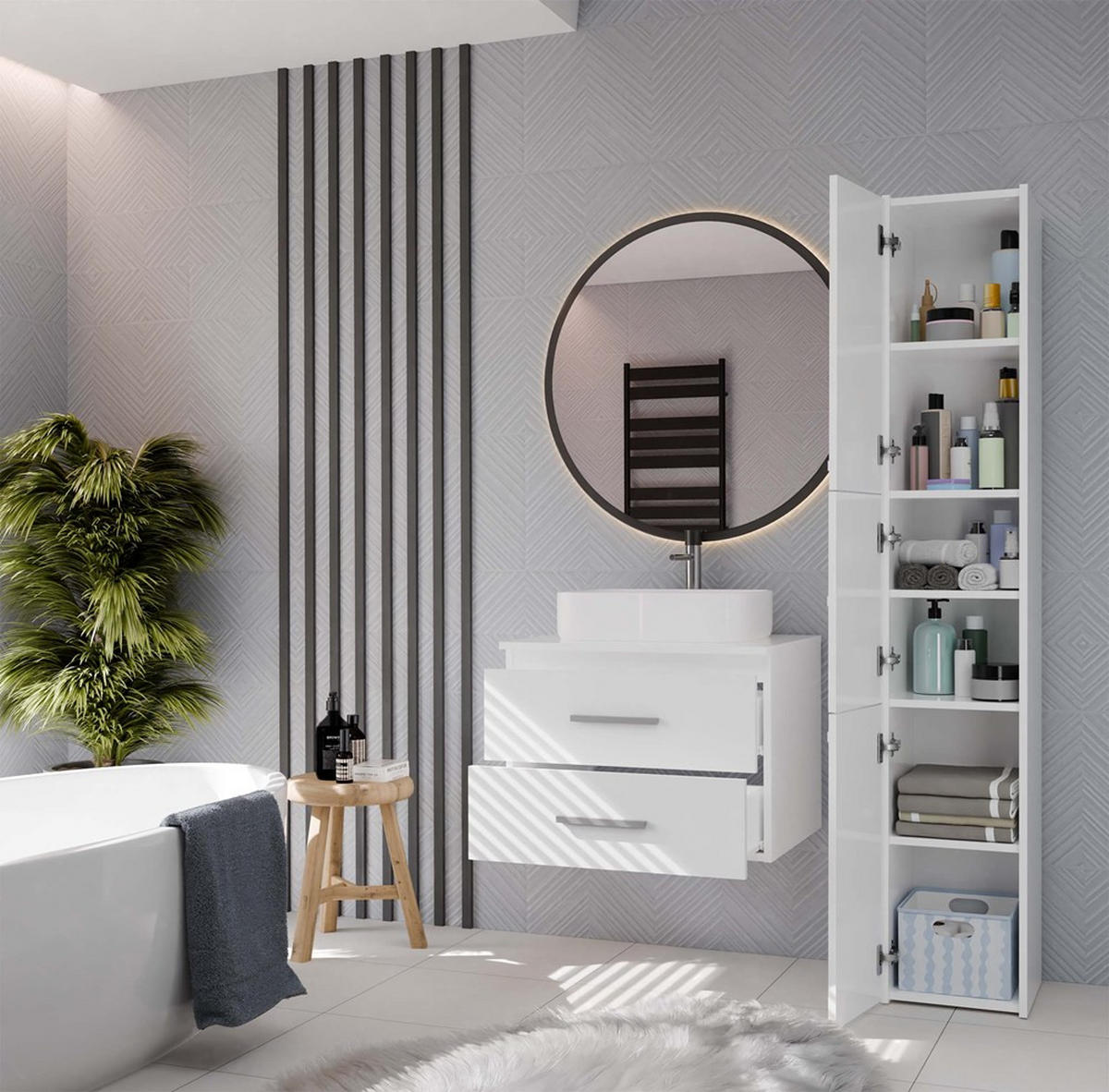 SKŘÍŇKA POD UMYVADLO Bílá 60/45/50 - bílá, kompozitní dřevo (60/45/50cm) - RAUMHIRSCH FURNITURE