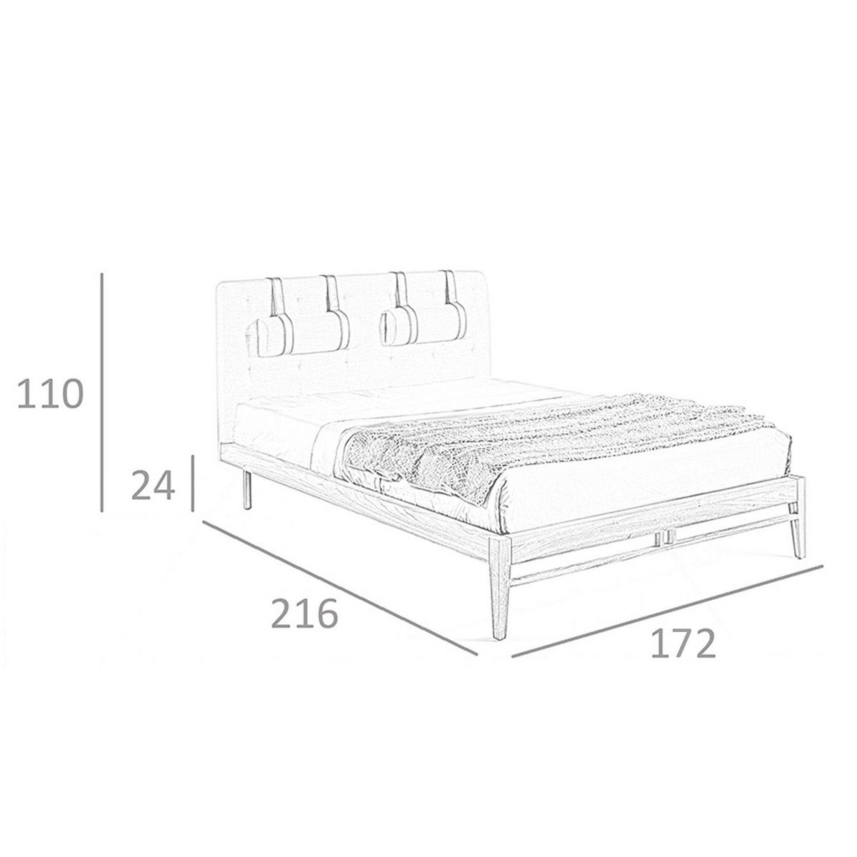 BETT Graues Bett mit Stofftufting 172/216/110 cm - Walnussfarben/Grau, Textil - ANGEL CERDA
