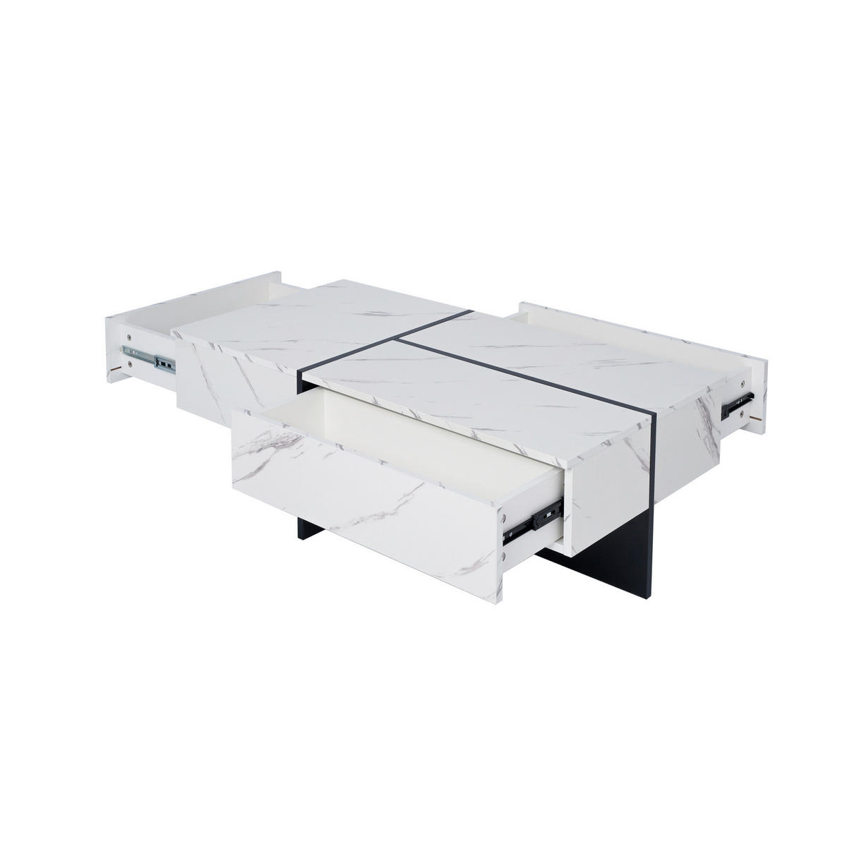 COUCHTISCH aus Spanplatte 100x50x34,5 cm in Weiß mit LED-Beleuchtung - Weiß, Holzwerkstoff (100/50/34.5cm) - Modfu