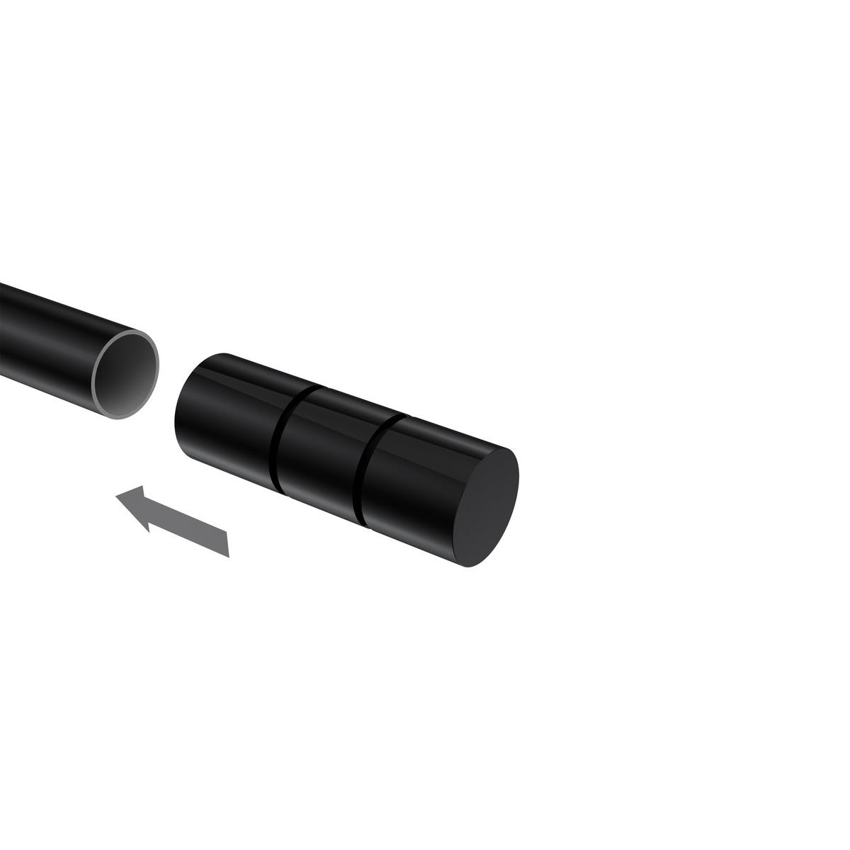 ENDSTÜCKE FÜR GARDINENSTANGEN 20 mm Ø, Elanto Schwarz, Packung 2 Stück - Schwarz, Metall (6.4/2.4/2.4cm) - INTERDECO