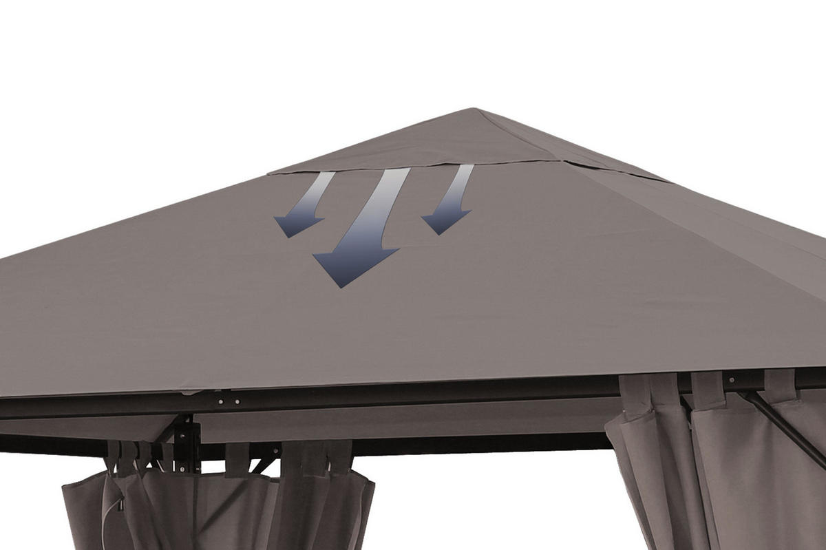 PAVILLON Nizza 3x3m Grau inkl. Seitenwand Set - Taupe, Metall (300/263/300cm) - QUICK STAR