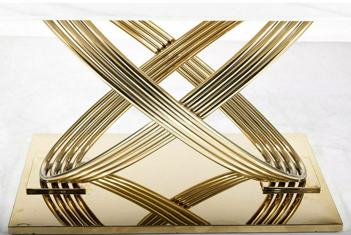 ESSTISCH Heraclea Weiß Marmor / Gold 160 / 90 / 76cm - Goldfarben/Weiß, Holz/Keramik (90/160/76cm) - Feldmann-Wohnen