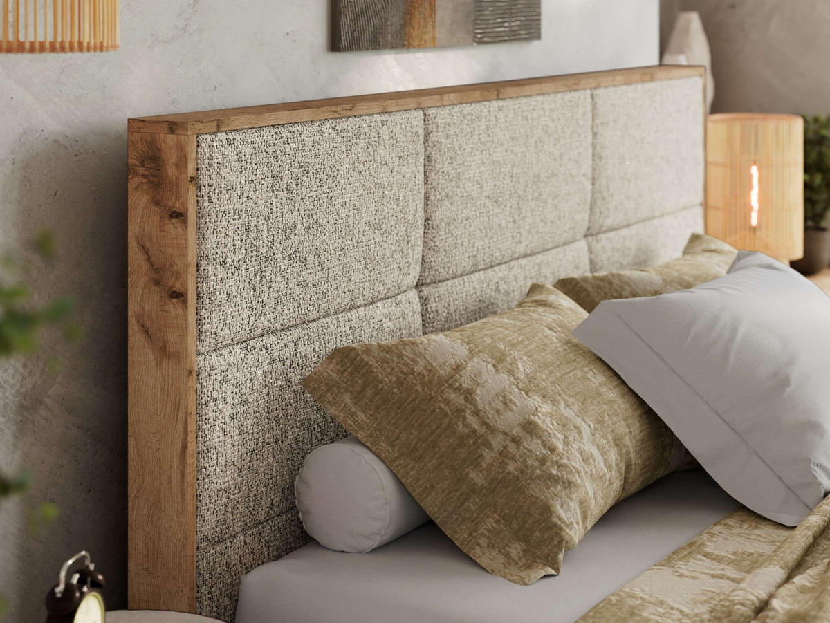 POLSTERBETT LERIO CLASSIC 140/200 - Dunkelbeige Strukture - ohne Matratze - Bronzefarben, Textil (140/200cm) - MKS