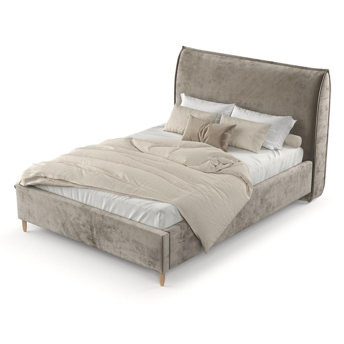 POLSTERBETT Mira 120/200 cm Beige im Lotta Stoff - Beige/Naturfarben, Holz/Holzwerkstoff (120/200cm) - AltaBeds