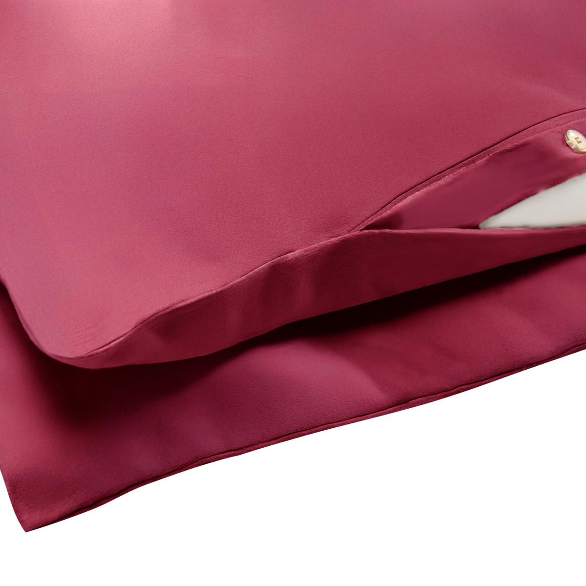 BETTWÄSCHE-SET 150/200 cm Baumwollsatin Burgunderrot Parkrose - Dunkelrot, Textil (150/200cm) - Beliani