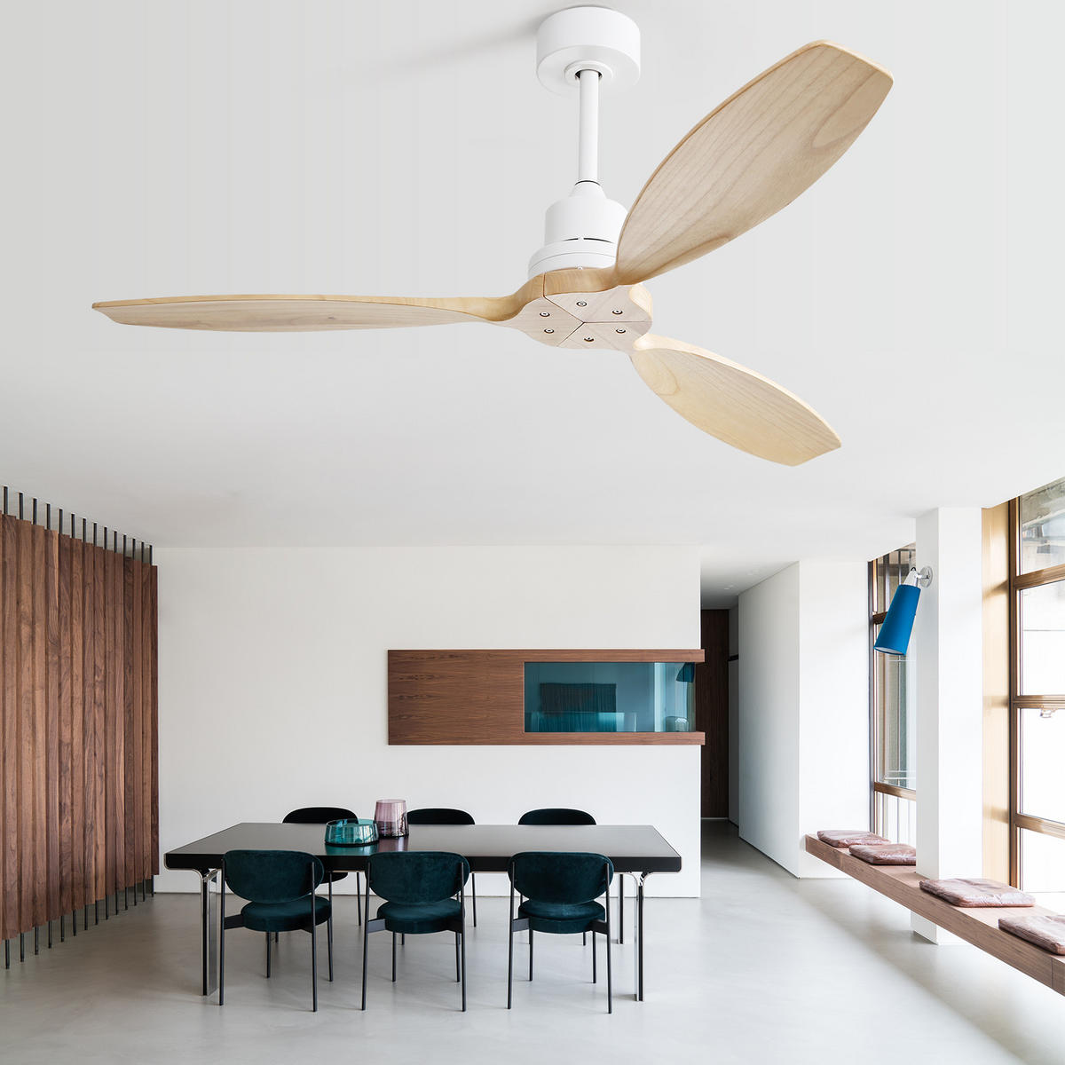 DECKENVENTILATOR 52Zoll Ohne Licht Holzflügel Fernbedienung - Weiß, Kunststoff (132/132/34.5cm) - CASIVA
