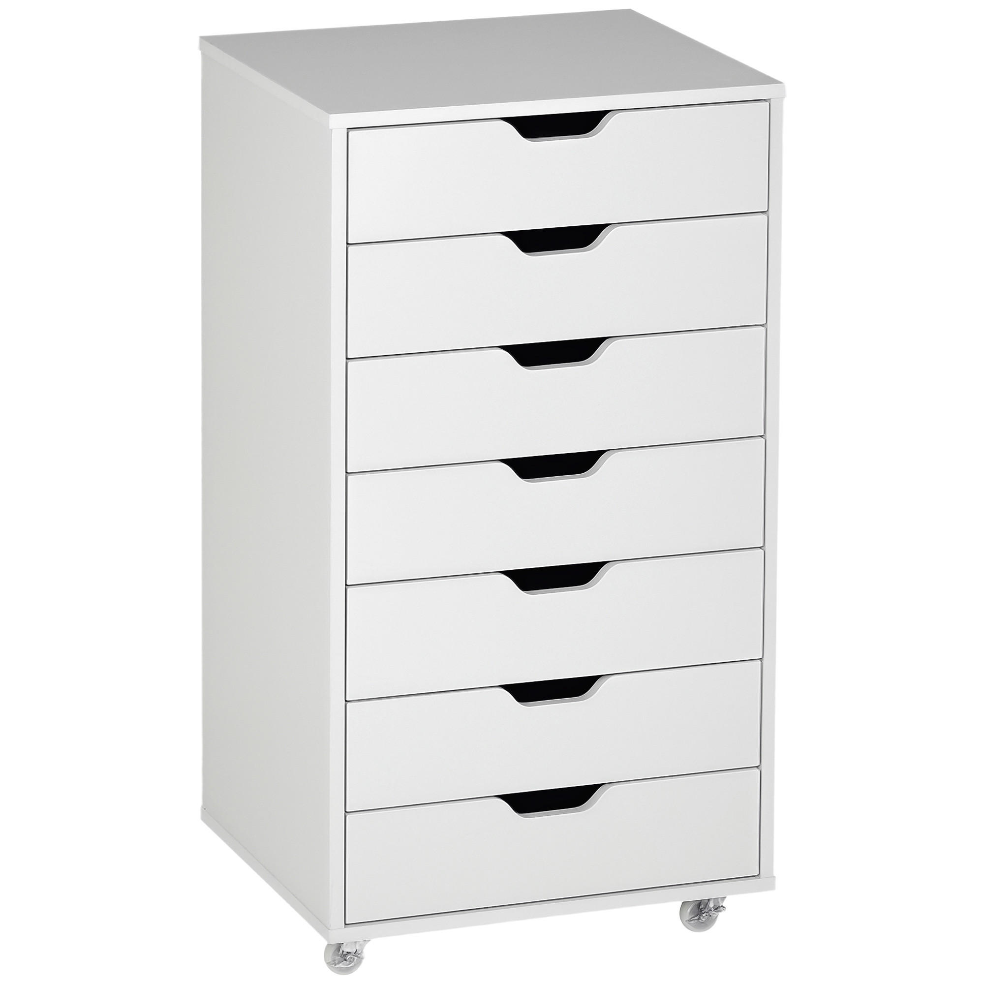 ROLLCONTAINER DE-14438 7 Schubladen für A4/Letter - Weiß, Holzwerkstoff (39.5/90/47.5cm) - ComfortXL
