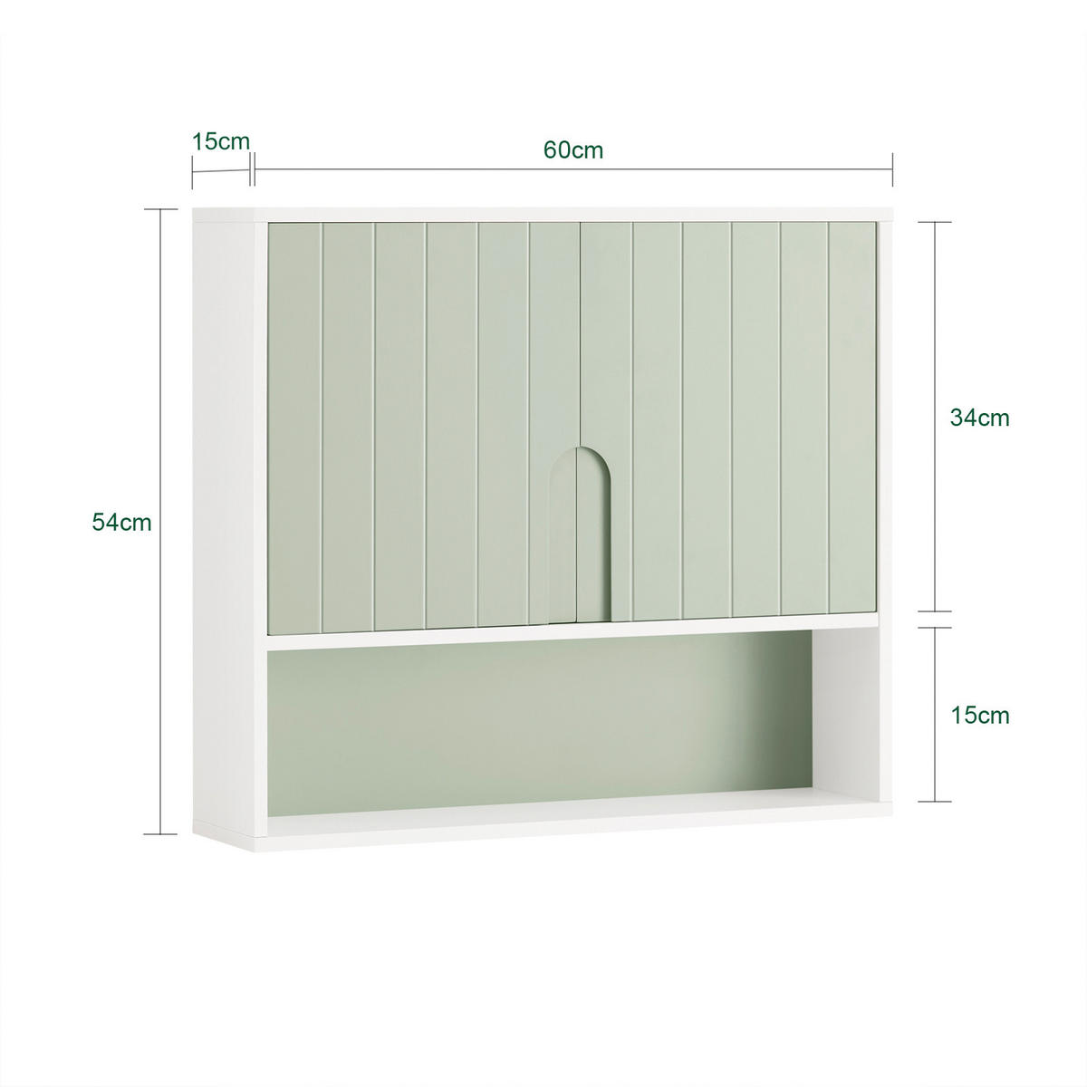 HÄNGESCHRANK Grün - Weiß/Grün, Holzwerkstoff (60/54/15cm) - SoBuy