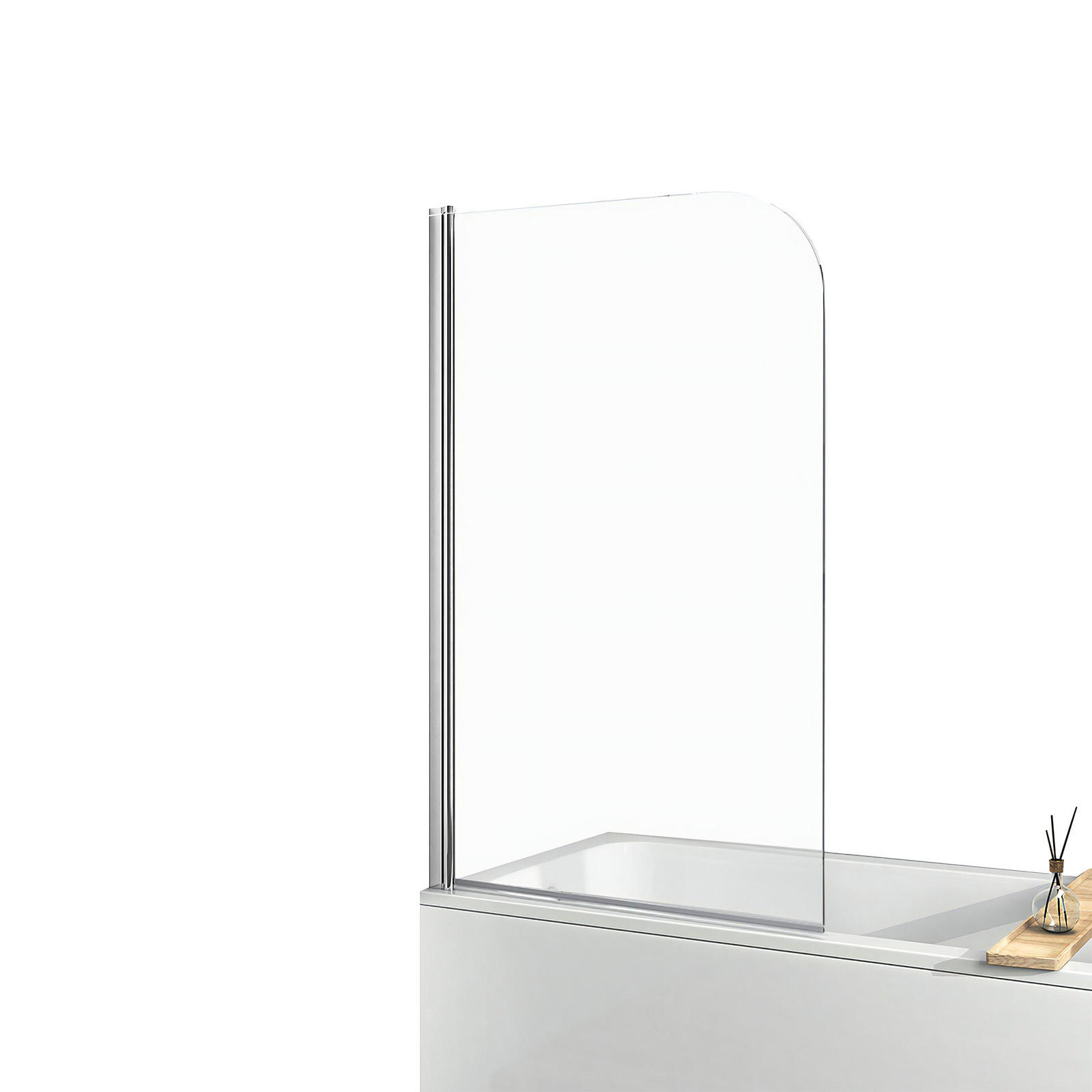 DUSCHWAND für Badewannen mit Schwenkfunktion Leicht zu Reinigen 140/90 cm - Transparent, Glas (90/140cm) - EMKE