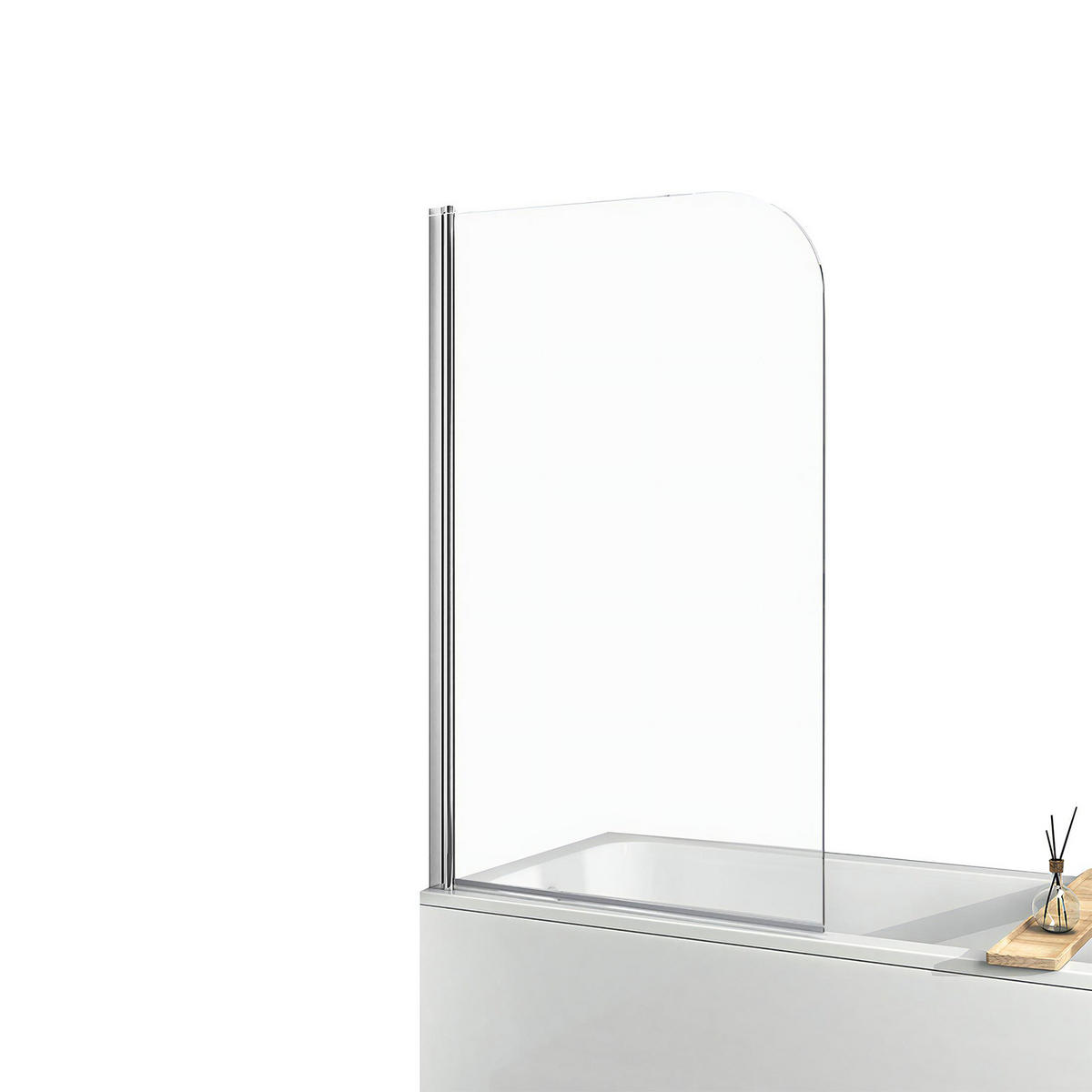 DUSCHWAND für Badewannen mit Schwenkfunktion Leicht zu Reinigen 140/90 cm - Transparent, Glas (90/140cm) - EMKE