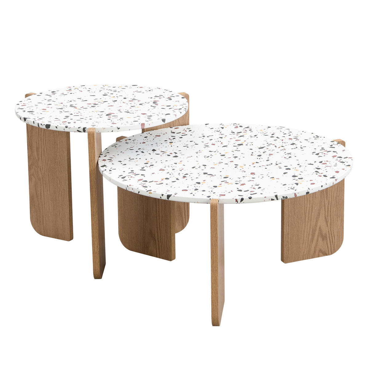 SADA konferenčních stolků 70/70/35 cm přírodní a bílá z MDF v zasouvacím provedení - bílá, kompozitní dřevo (70/70/35cm) - OKWISH