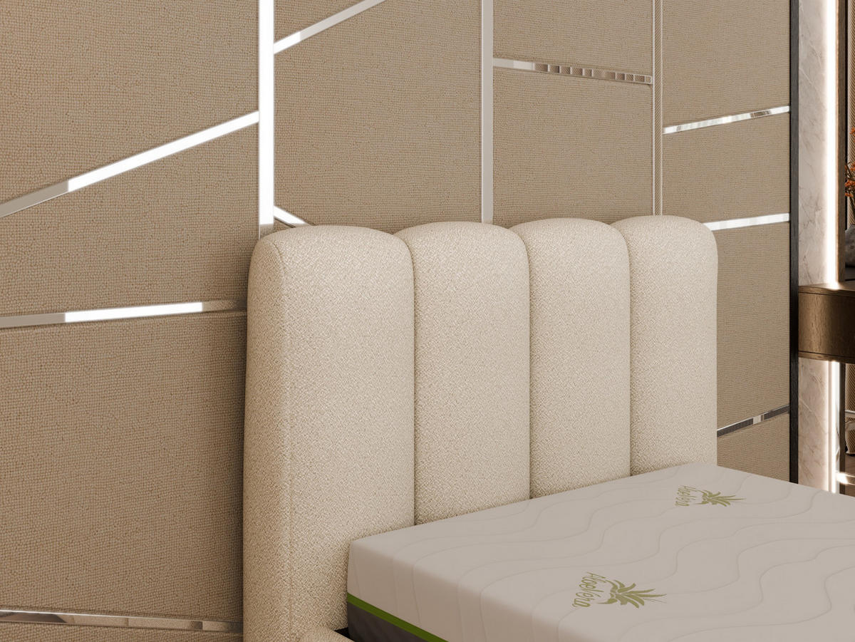 POLSTERBETT Zaira 100x200cm – Elegantes Polsterbett für modernen Wohnstil , ohne matratze, beige - Beige, Holz (100/200cm) - Panda Möbel