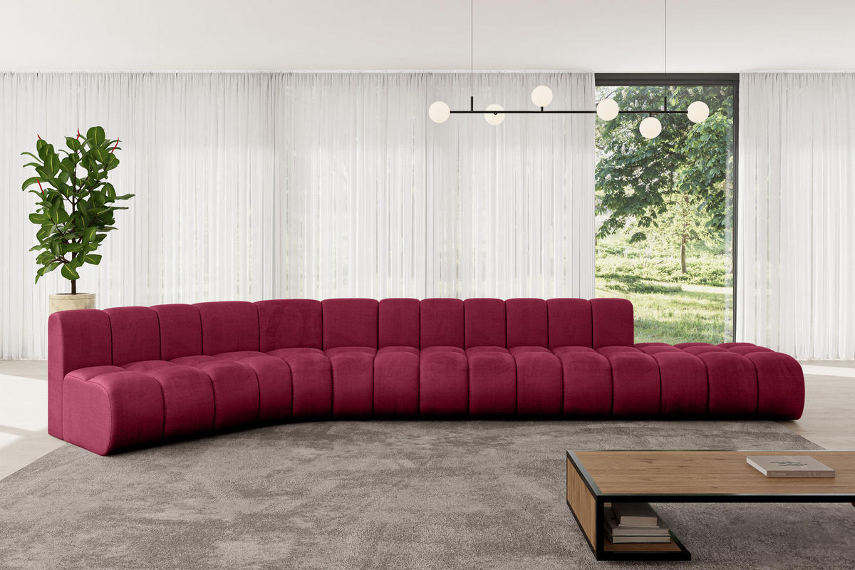 ECKSOFA modulares Sofa Brilo-L2 - 471x174x70 cm Bordeauxrot - Bordeaux, Holzwerkstoff/Textil (471/174cm) - ALTDECOR