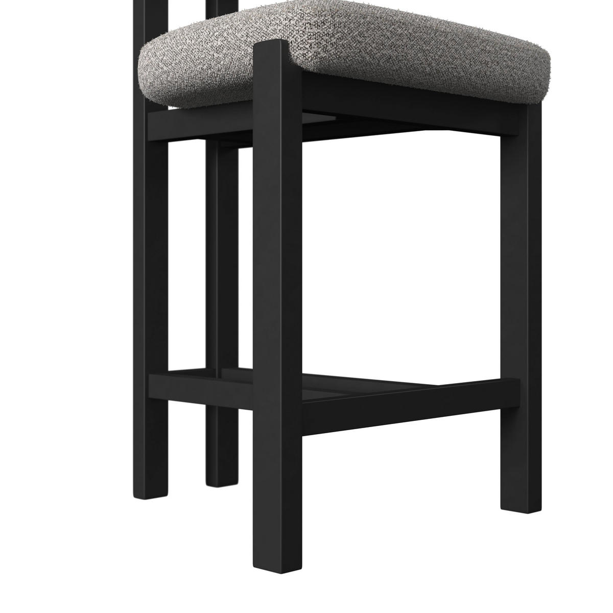 BARHOCKER Jonna Hellgrau Bouclé Gepolstert - Hellgrau, Holz (51/102/54cm) - Bessagi Home