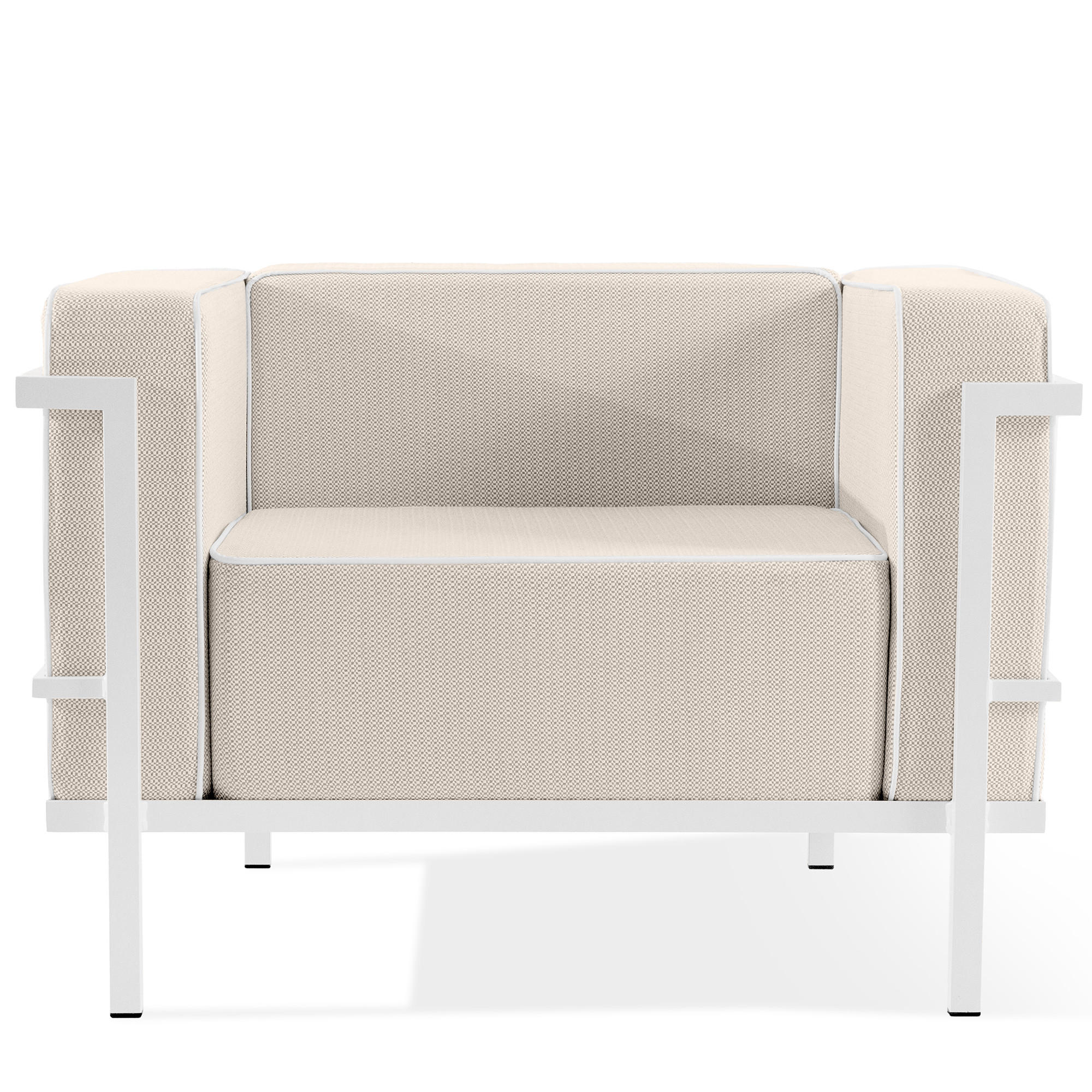 GARTENSESSEL TRIGLO Stahlgestell, Modern, Weiß - Beige/Weiß, Textil/Metall (99/70/69cm) - KONSIMO®