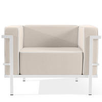 GARTENSESSEL TRIGLO Stahlgestell, Modern, Weiß - Beige/Weiß, Textil/Metall (99/70/69cm) - KONSIMO®