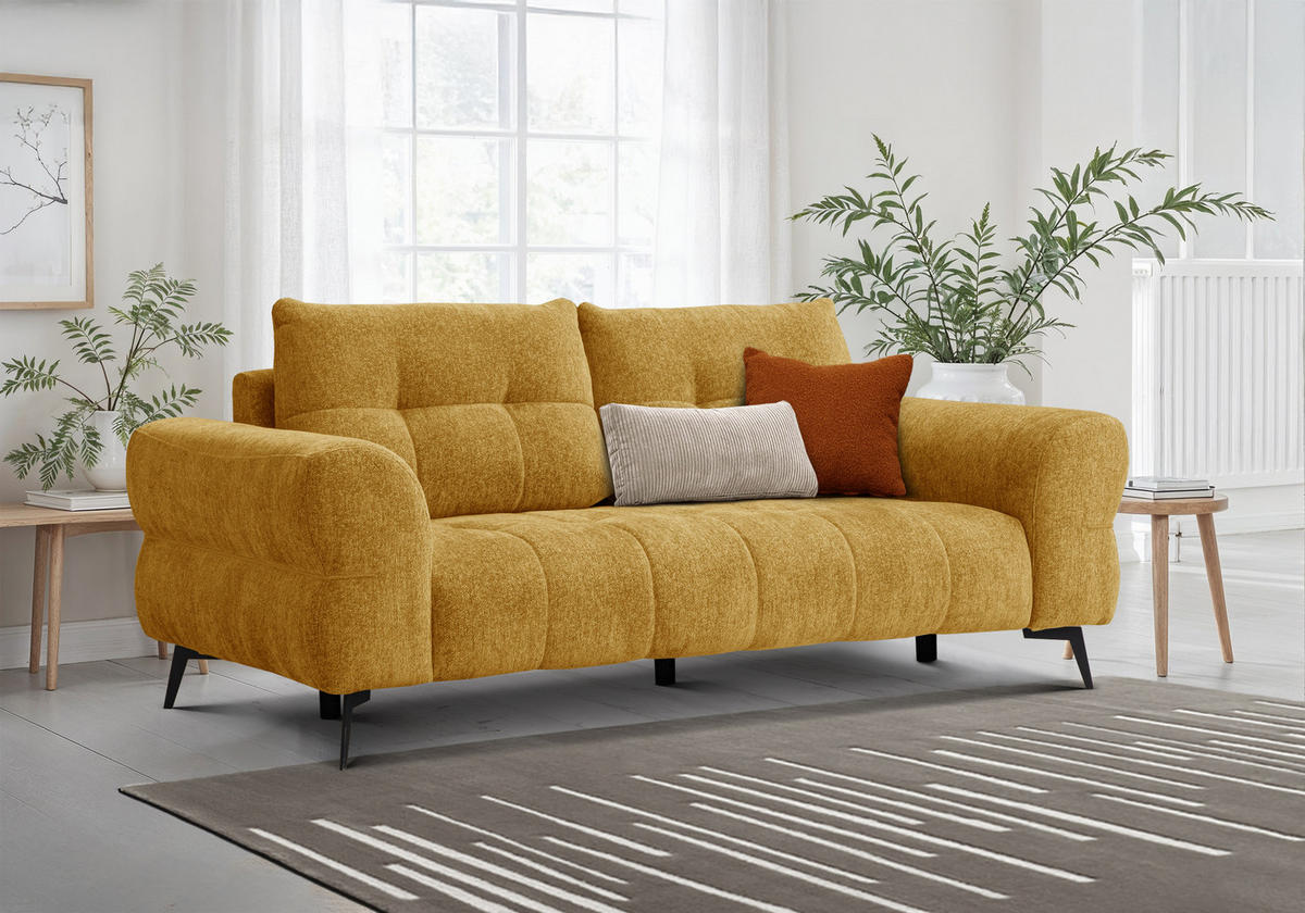 SOFA SALVINI 3-Sitzer, gelb - Gelb, Holz/Textil (237/88/99cm) - Courtois Laville