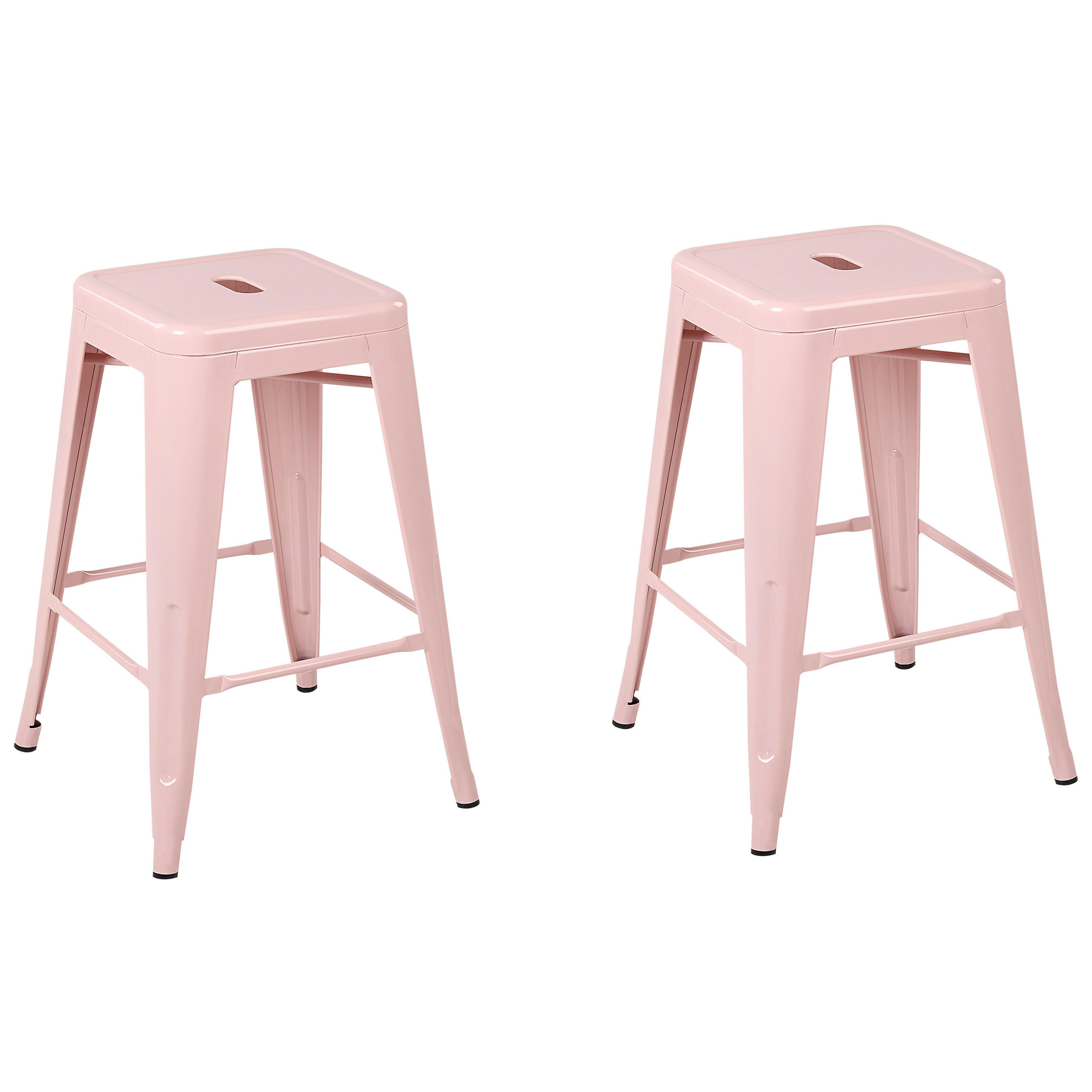 HOCKER 2er-Set Stahl Rosa Cabrillo - Pink, Metall (42/60/42cm) - Beliani