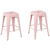 HOCKER 2er-Set Stahl Rosa Cabrillo - Pink, Metall (42/60/42cm) - Beliani