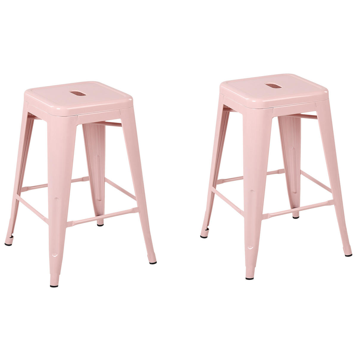 HOCKER 2er-Set Stahl Rosa Cabrillo - Pink, Metall (42/60/42cm) - Beliani