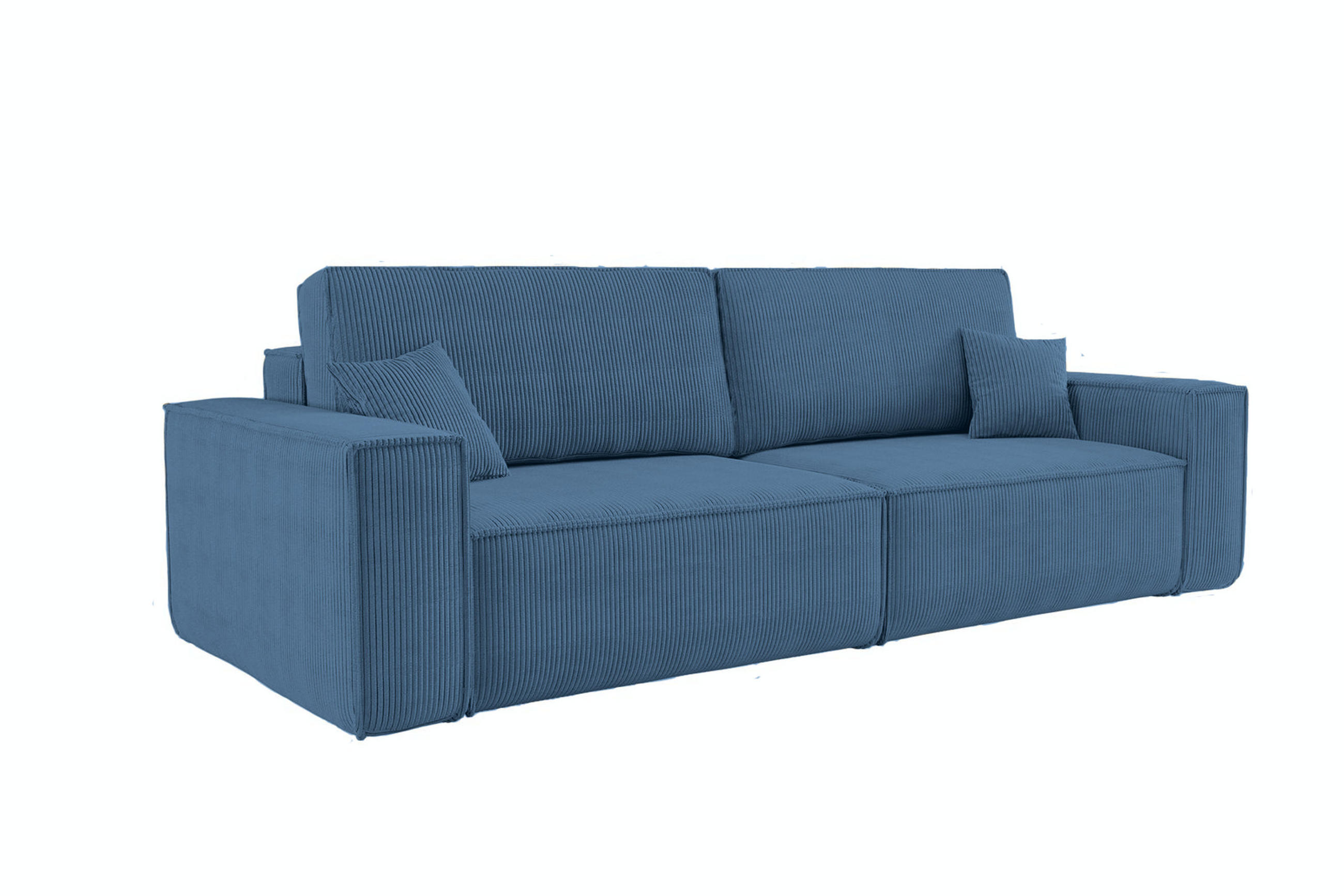 SCHLAFSOFA HUGO, Sofa mit Schlaffunktion und Bettkasten, Farbe: Blau, Cordstoff - Blau, Textil (244/83/98cm) - VENASI MÖBEL