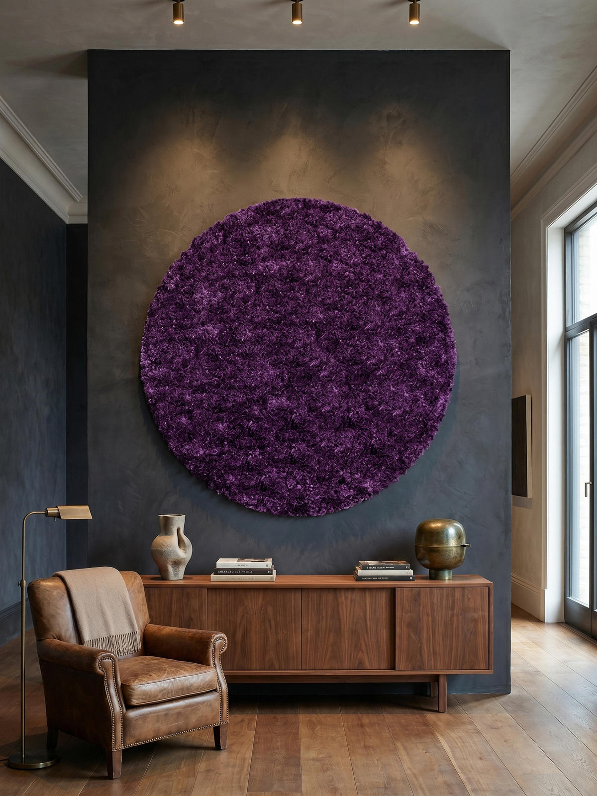 TEPPICH Hochflor Shaggy Einfarbig Weich Flauschig Waschbar Rund Violett 120x120 cm – SALZACH - Lila, Textil (120/120cm) - KADIMA DESIGN
