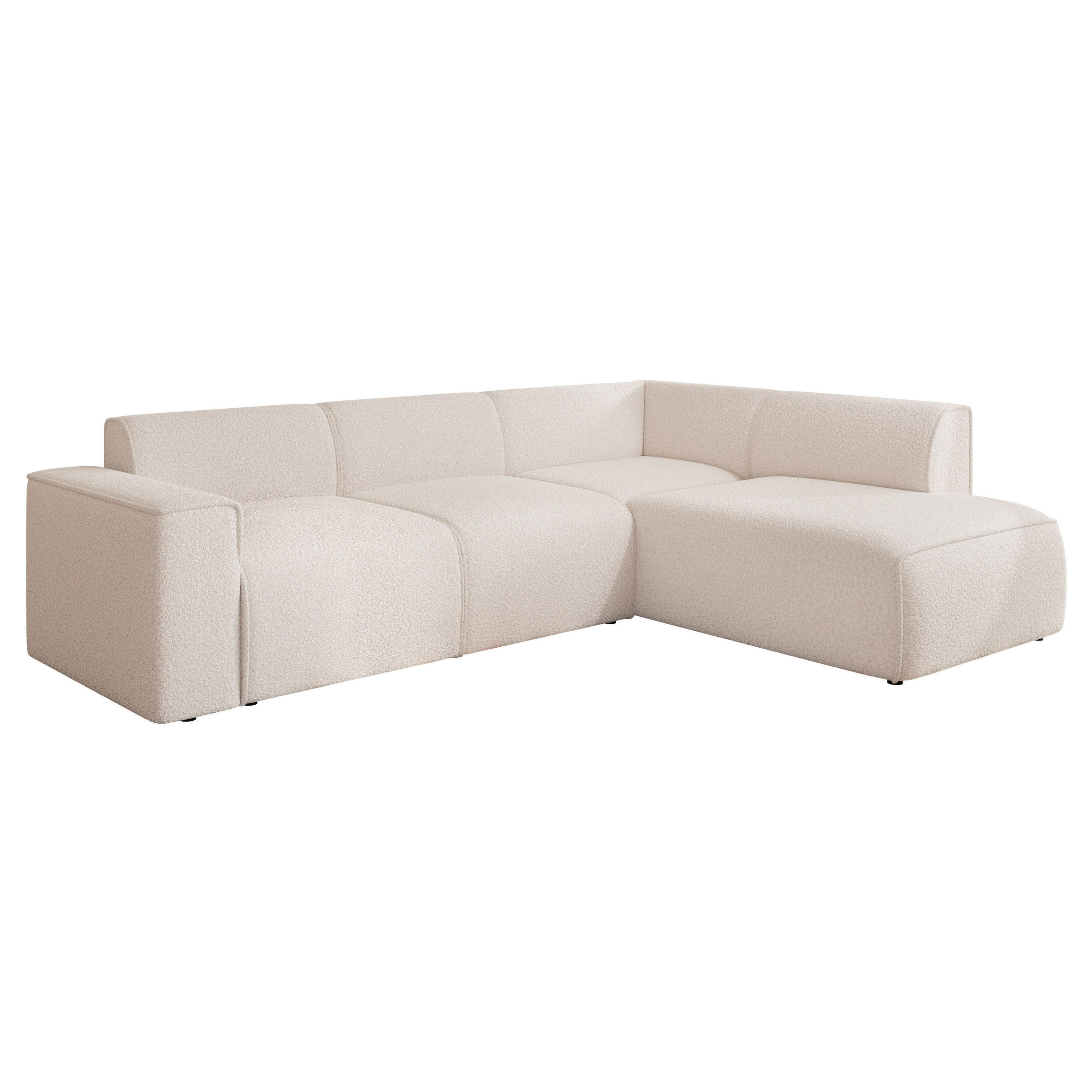 ECKSOFA ZAVO Feiner Mischstoff in Creme - Creme, Holzwerkstoff/Kunststoff (310/218cm) - Idohome