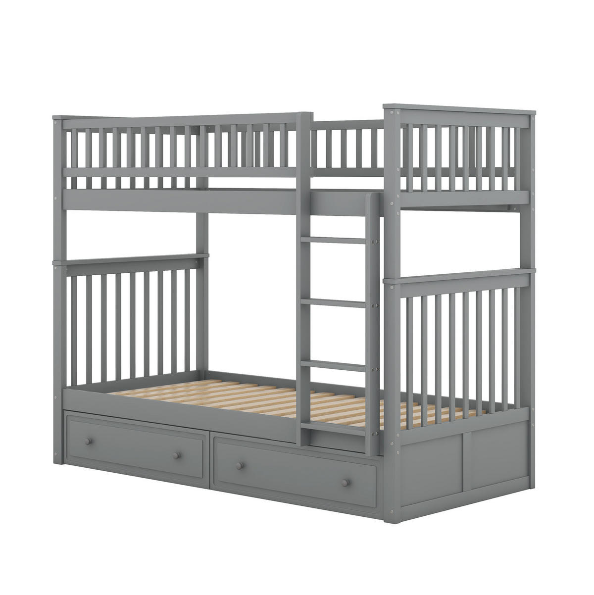ETAGENBETT 90/200 cm Grau mit 2 Schubladen, teilbar in 2 Betten - Grau, Holz (90/200cm) - Flora Grace