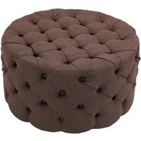 SITZWÜRFEL rund Stoff braun - Eukalyptusholzfarben/Braun, Holz/Textil (72/40/72cm) - CLP