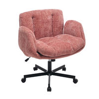 DREHSTUHL DE-40969 mit Chenille-Bezug und klappbaren Armlehnen Rosa - Pink, Metall (57.5/92.5/60cm) - ComfortXL