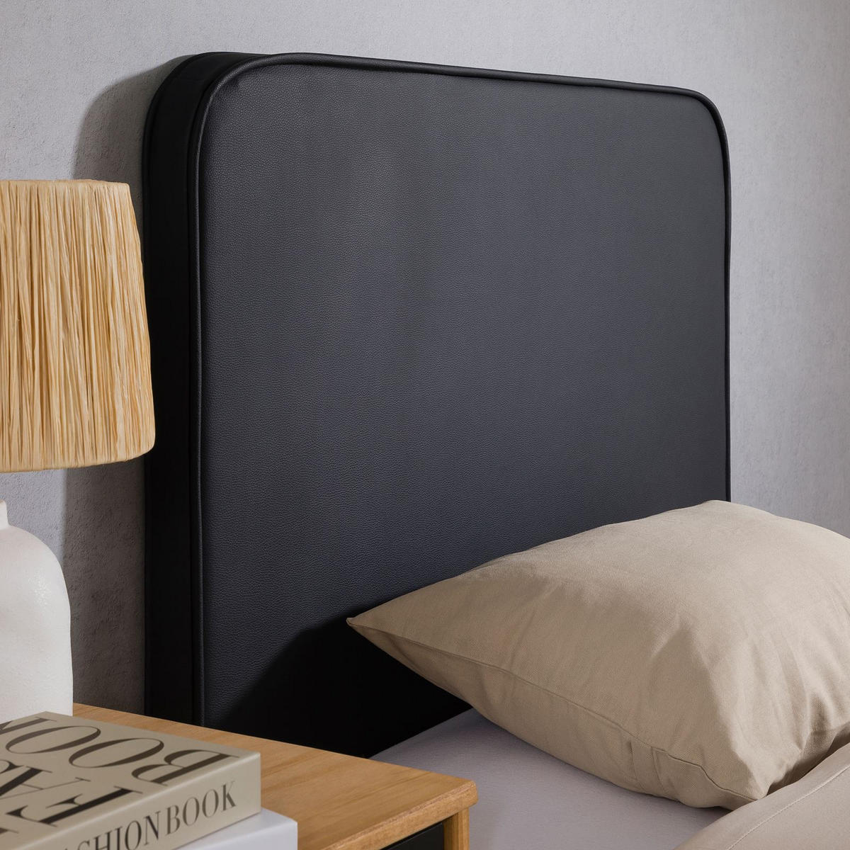 KOPFTEIL ARIELA 90X190 CM - Schwarz, Textil (90/68/6cm) - IDIMEX