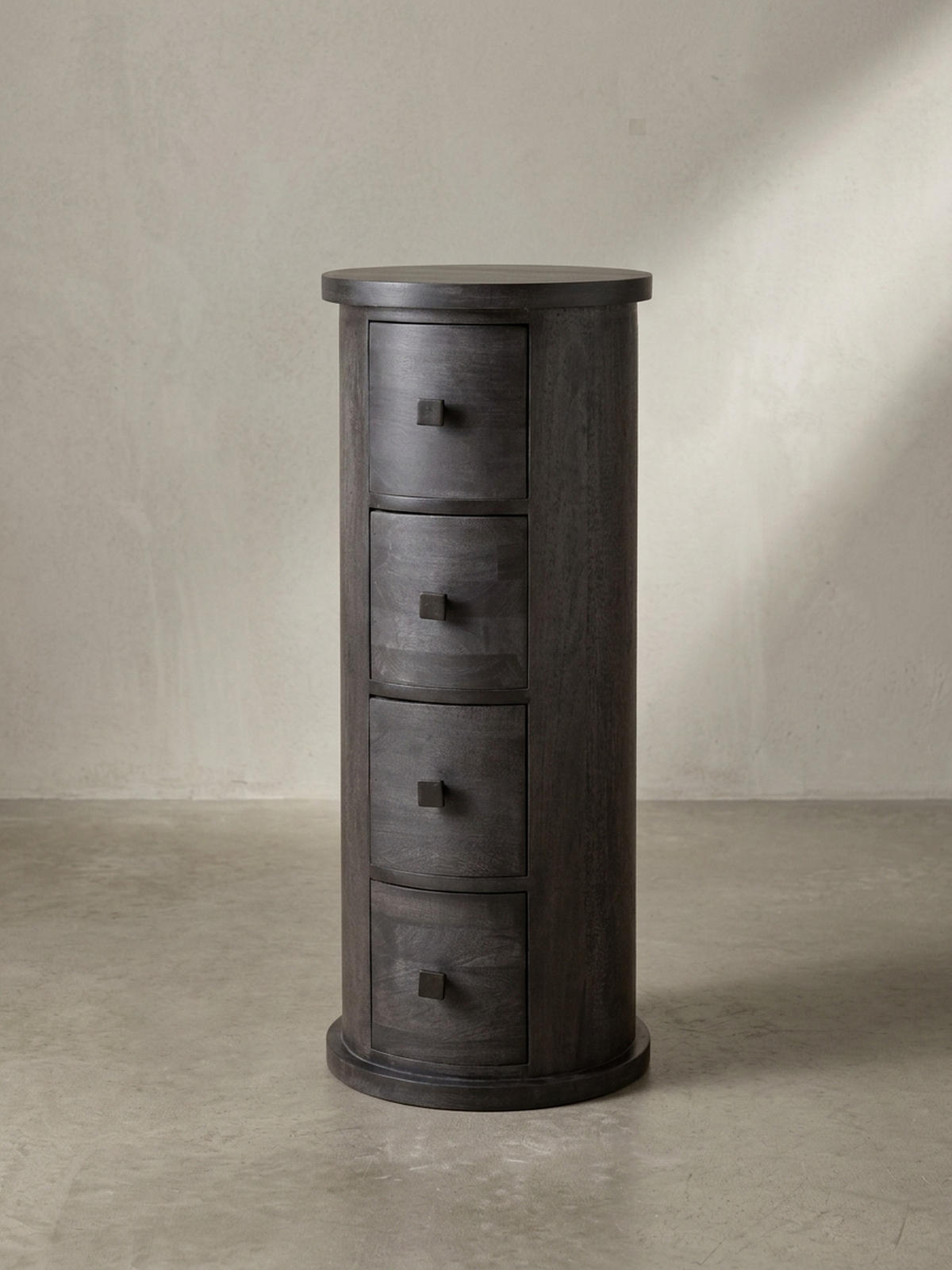 KOMMODE – Mango Massivholz, 34x85x34 cm, 4 Schubladen, schmal, schwarz - Schwarz, Holz (34/85/34cm) - KADIMA DESIGN