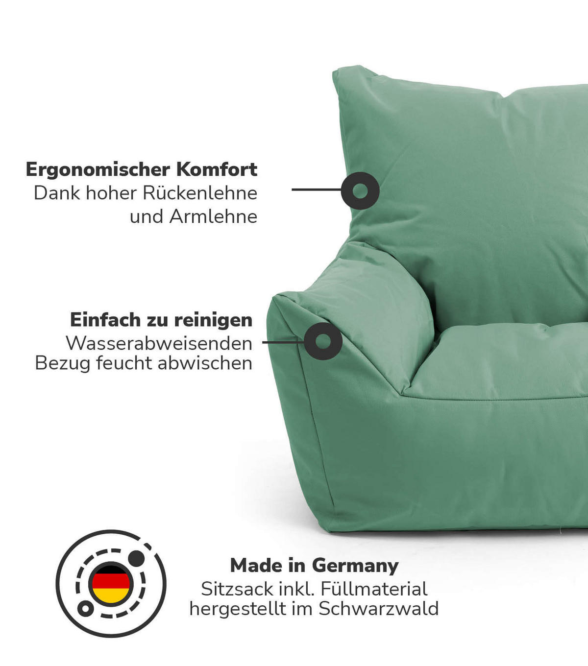 OOUTDOOR-KINDER-SITZSACK Der Gartenzwerg - Mintgrün/Grün, Textil (52/57/53cm) - Mokebo