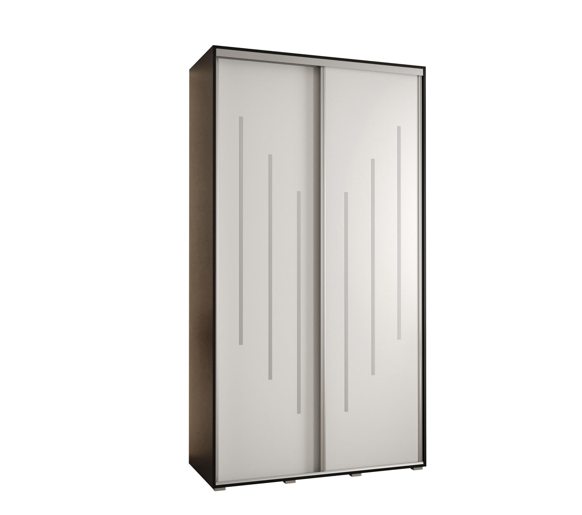 Abiks Möbel Schwebetürenschrank Schwarz, Weiß, Silber 130x235x60 cm