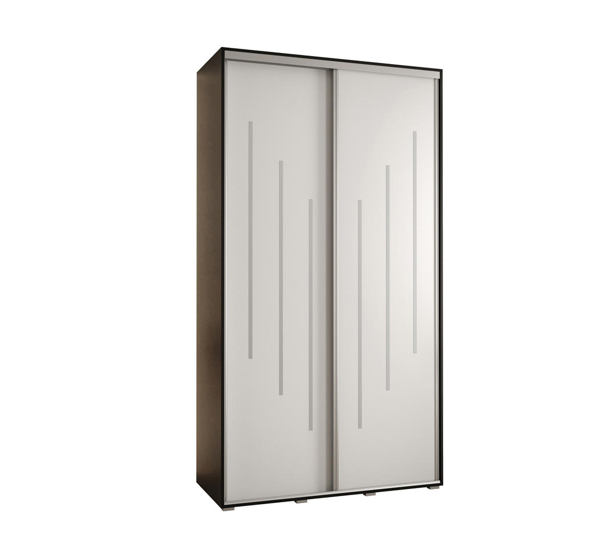 SCHWEBETÜRENSCHRANK 235,2/140/60 2-türig - Silberfarben/Schwarz, Holz/Metall (140/235/60cm) - Abiks Möbel