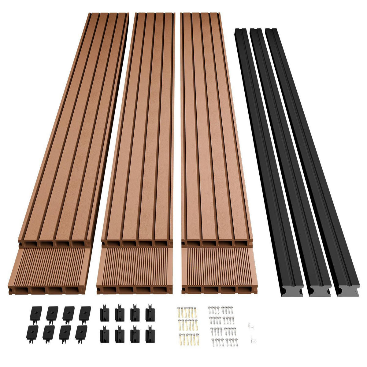 TERRASSENDIELEN WPC Teak 30 m² - Teakfarben, Kunststoff (220/14.6/2.5cm) - Juskys