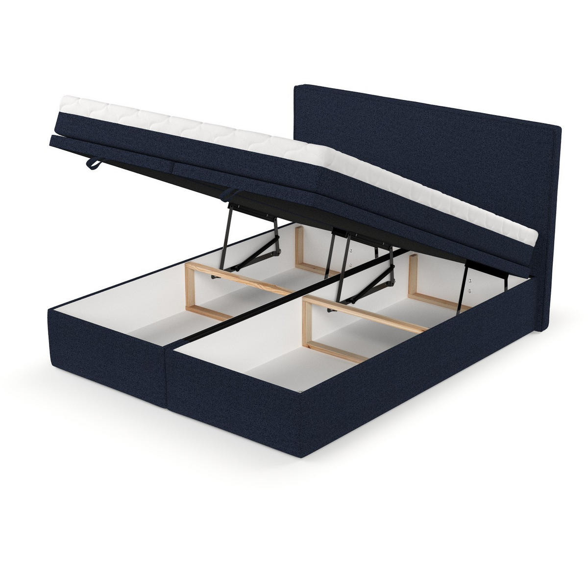 BOXBETT Zalla 200/200 cm Marineblau im Riva Stoff - Schwarz/Dunkelblau, Holz/Holzwerkstoff (200/200cm) - AltaBeds