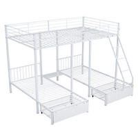 ETAGENBETT Kinderbette 140/200 und 2x 90/200 cm aus Metall mit 2 Schubladen Weiß - Weiß, Metall (140/200cm) - Modenvie