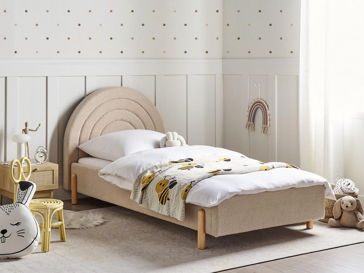 KINDERBETT 90x200 cm Beige Anet - Beige, Textil (90/200cm) - Beliani