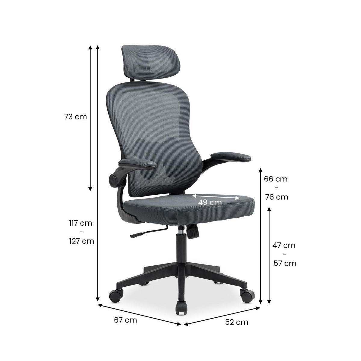 BÜRODREHSTUHL JOBURG grau - Grau, Textil (63/125/64cm) - IDIMEX