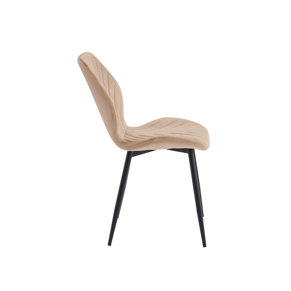 STÜHLE Esszimmerstuhl, gepolstert mit Steppung, schwarze Metallbeine, 1 Stück, Beige - Beige/Schwarz, Metall (48/86/41cm) - AN Furniture Store