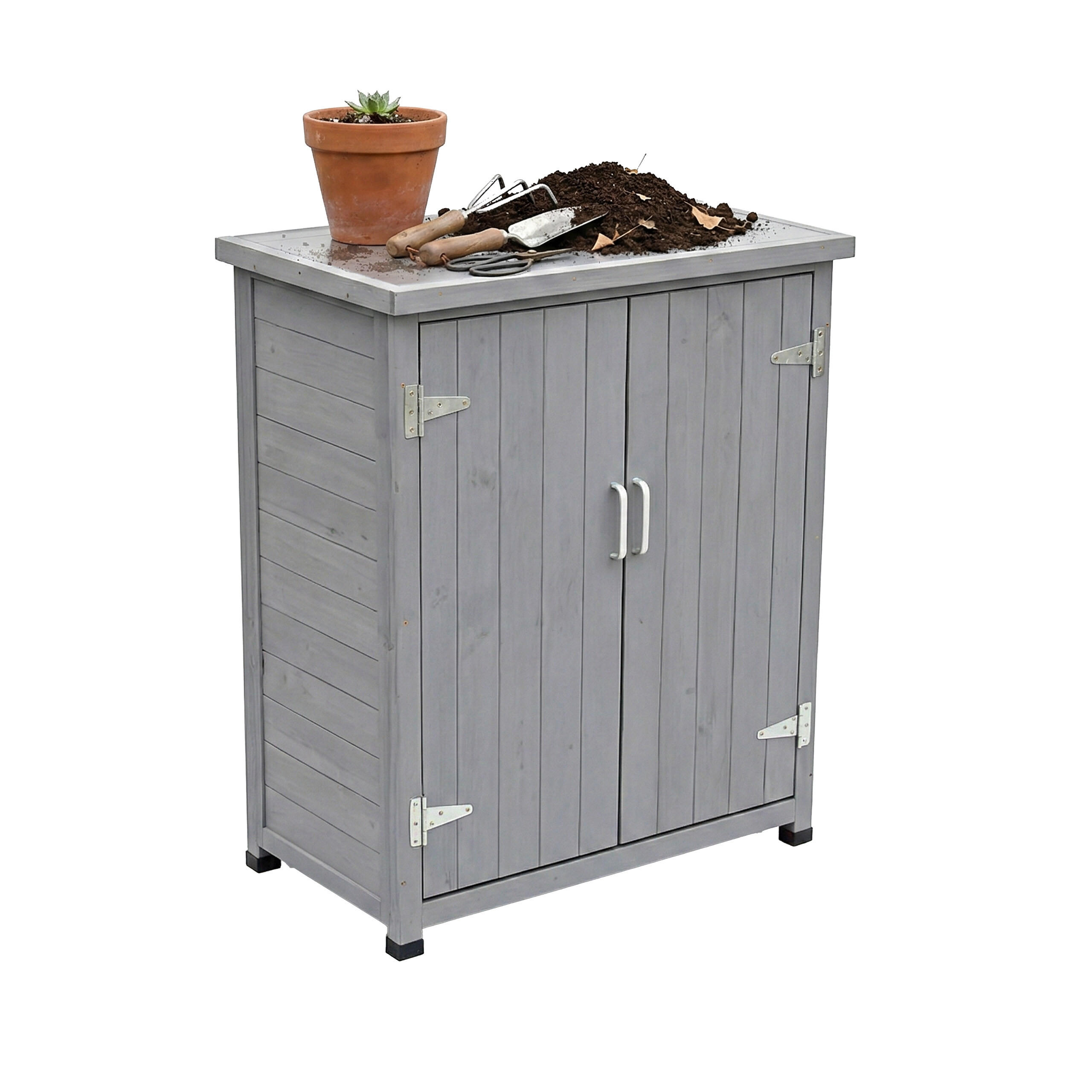 PFLANZTISCH - Grau, Holz/Metall (40/75/90cm) - Relaxdays