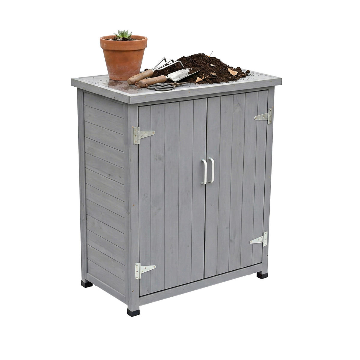 PFLANZTISCH - Grau, Holz/Metall (40/75/90cm) - Relaxdays