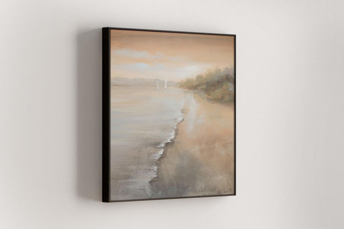 OLEJOMAĽBA 80/80 cm, More a pláž - hnedá, drevo/textil (80/80cm) - KUNSTLOFT