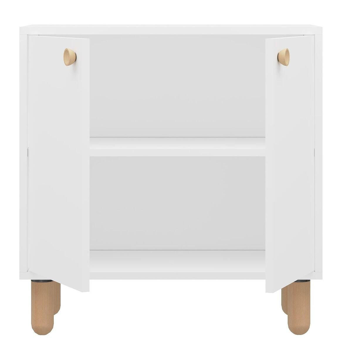 SIDEBOARD mit 2 Türen und Füßen aus massivem Buchenholz 36/72/73 cm - Weiß, Holzwerkstoff (36/73/72cm) - Calicosy