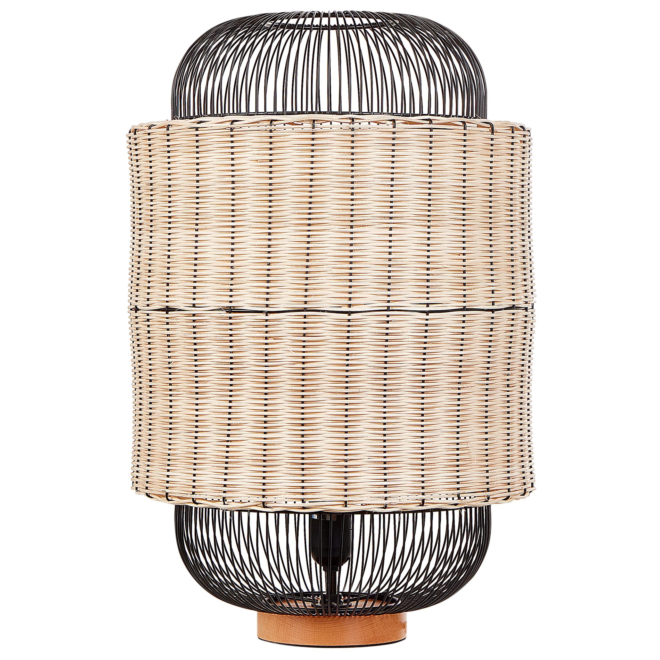 TISCHLEUCHTE Naturfarben/Schwarz/Beige Tanganyika - Beige/Schwarz, Naturmaterialen (35/35/55cm) - Beliani