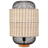 TISCHLEUCHTE Naturfarben/Schwarz/Beige Tanganyika - Beige/Schwarz, Naturmaterialien (35/35/55cm) - Beliani