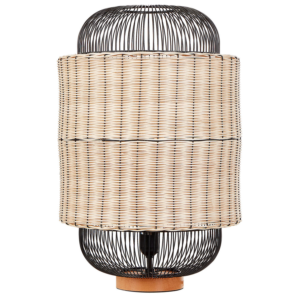 TISCHLEUCHTE Naturfarben/Schwarz/Beige Tanganyika - Beige/Schwarz, Naturmaterialien (35/35/55cm) - Beliani