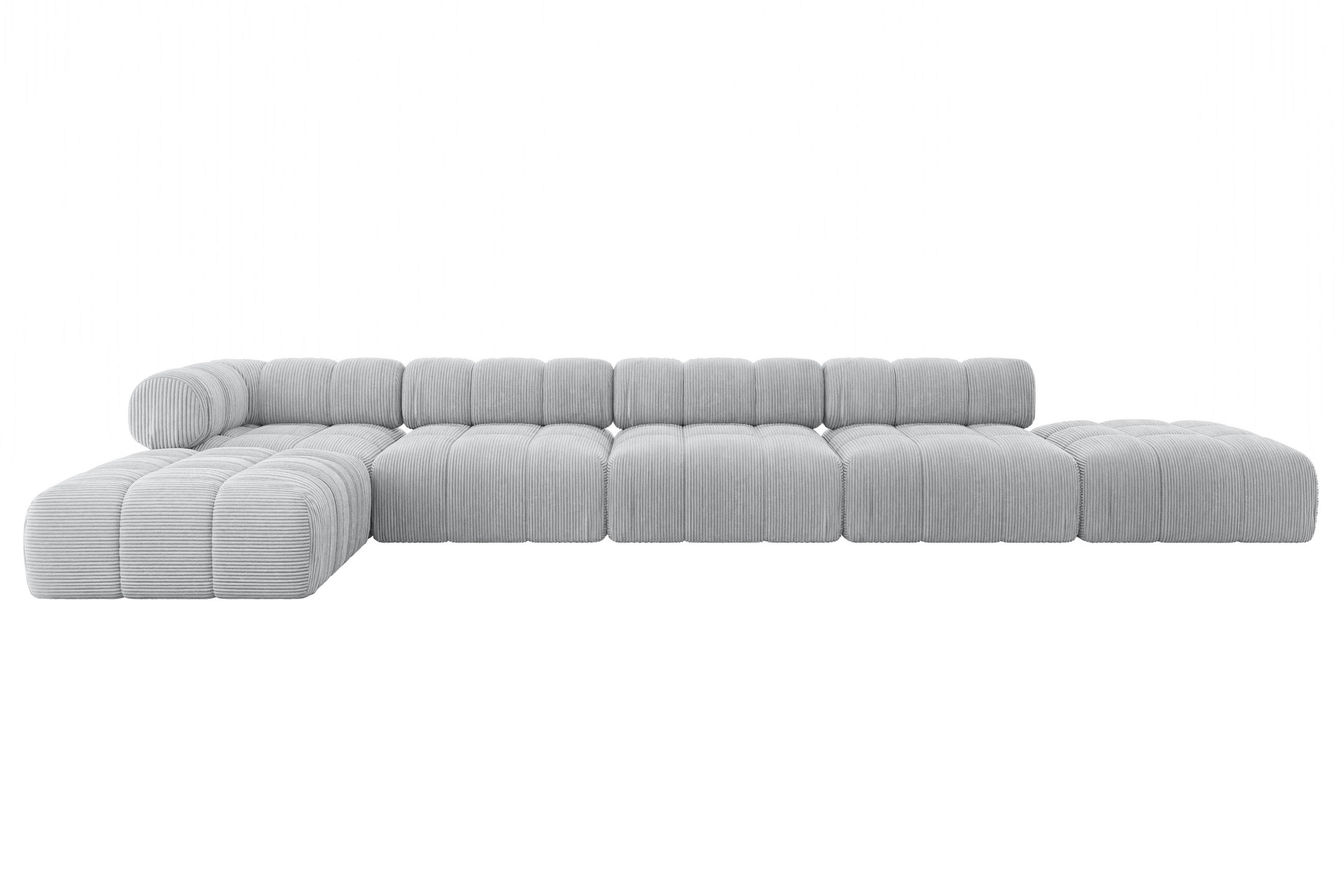 ECKSOFA modulares Sofa Kerru-L3 - 475x190x70 cm Grau Cord - Grau, Holzwerkstoff/Textil (475/190cm) - ALTDECOR